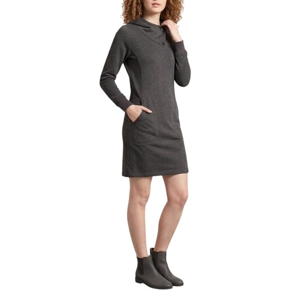 TOAD&CO Tendresse Organic Cotton Hooded Dress Long sleeve Heather Gray SZ XS